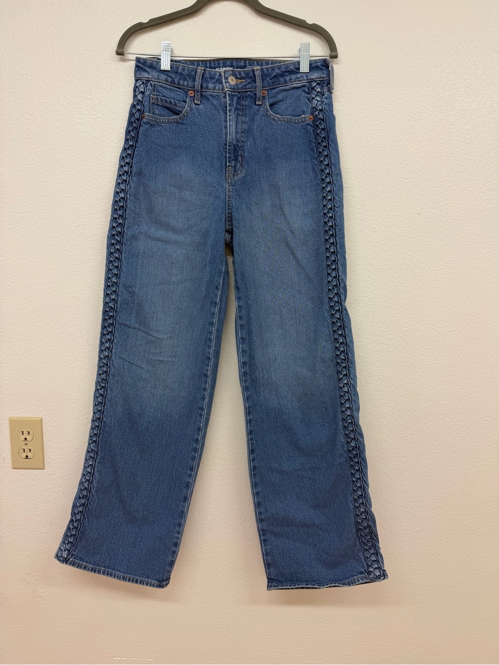 Old Navy Braided-Trim Wide-Leg Jeans - Blue
